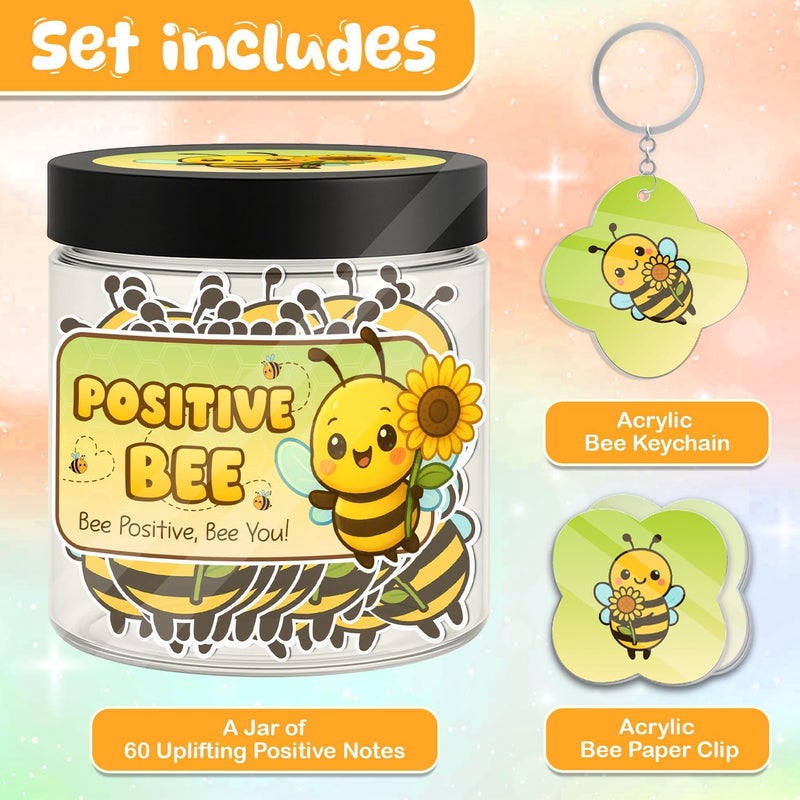Musemory Positive Bee Jar, 60 Emotional Support Bee Gifts, Affirmation Cards For Women, Friendship Gift, Quotes Jar, Best Friend Gift, Positive Bee Decor, Christmas Gifts For Women, Positive Bee Decor - Image 2